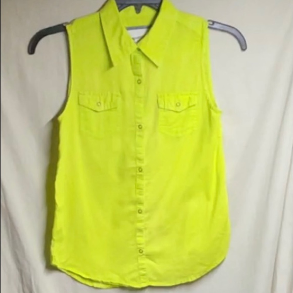 Arizona jeans neon yellow sleeveless shirt size sm